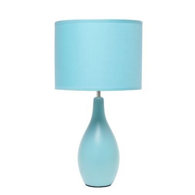Image showing  18.11 in. H Oval Bowling Pin Base Ceramic Table Lamp, Blue