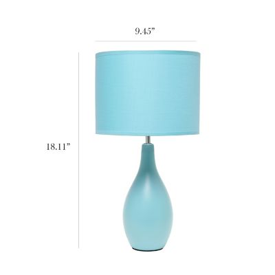 Image showing  18.11 in. H Oval Bowling Pin Base Ceramic Table Lamp, Blue