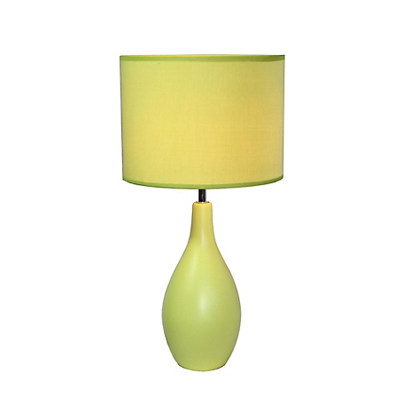 Simple Designs 18.11 in. H Oval Bowling Pin Base Ceramic Table Lamp, Green