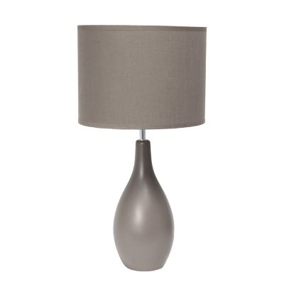 Simple Designs 18.11 in. H Oval Bowling Pin Base Ceramic Table Lamp, Gray