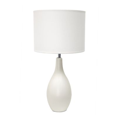Simple Designs 18.11 in. H Oval Bowling Pin Base Ceramic Table Lamp, Off-White