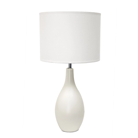 Simple Designs 18.11 in. H Oval Bowling Pin Base Ceramic Table Lamp, Off-White