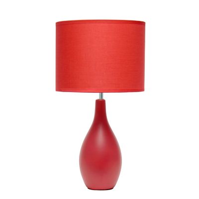 Image showing  18.11 in. H Oval Bowling Pin Base Ceramic Table Lamp, Red