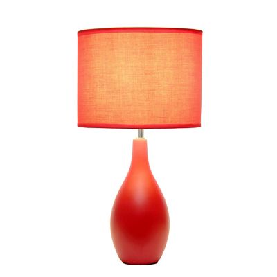 Image showing  18.11 in. H Oval Bowling Pin Base Ceramic Table Lamp, Red