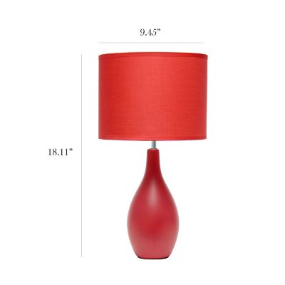 Image showing  18.11 in. H Oval Bowling Pin Base Ceramic Table Lamp, Red