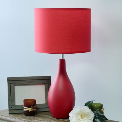 Image showing  18.11 in. H Oval Bowling Pin Base Ceramic Table Lamp, Red