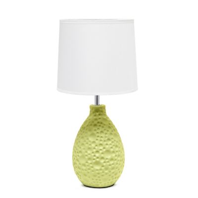 Image showing  14.17 in. H Textured Stucco Ceramic Oval Table Lamp, Green