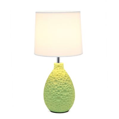 Image showing  14.17 in. H Textured Stucco Ceramic Oval Table Lamp, Green
