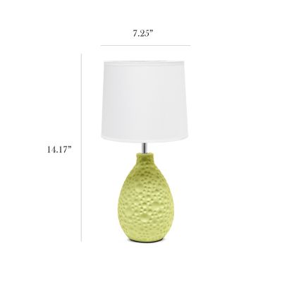 Image showing  14.17 in. H Textured Stucco Ceramic Oval Table Lamp, Green