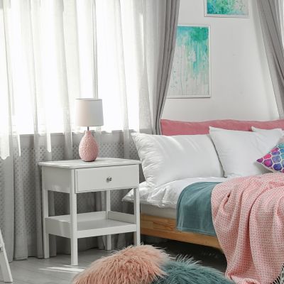 Simple Designs 14.17 in. H Textured Stucco Ceramic Oval Table Lamp, Pink