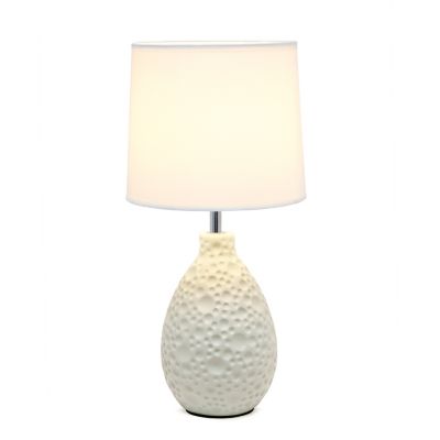 Image showing  14.17 in. H Textured Stucco Ceramic Oval Table Lamp, White