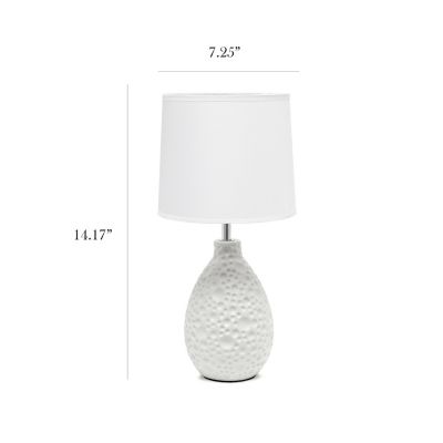 Image showing  14.17 in. H Textured Stucco Ceramic Oval Table Lamp, White