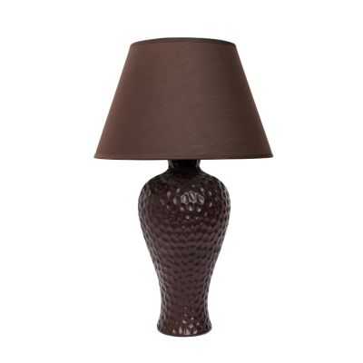 Simple Designs 20.08 In. H Textured Stucco Ceramic Oval Table Lamp, Brown