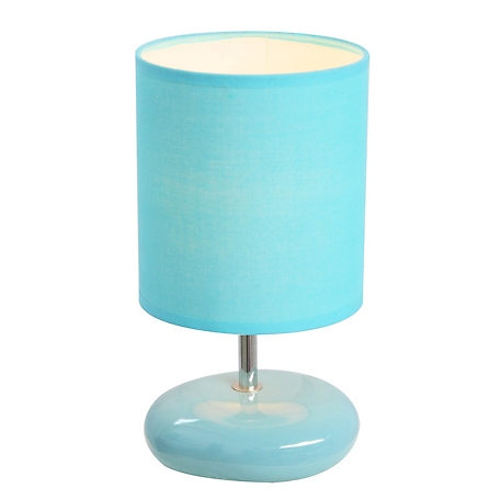 Simple Designs 10.24 in. H Stonies Small Stone Look Table Bedside Lamp, Blue