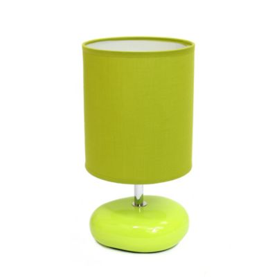Simple Designs 10.24 in. H Stonies Small Stone Look Table Bedside Lamp, Green