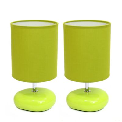 Simple Designs 10.24 In. H Stonies Small Stone Look Table Bedside Lamps, 2-Pack, Green