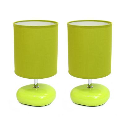 Image showing  10.24 in. H Stonies Small Stone Look Table Bedside Lamps, 2-Pack, Green