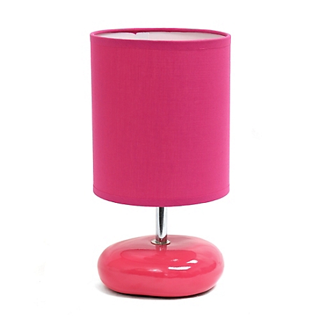 Simple Designs 10.24 in. H Stonies Small Stone Look Table Bedside Lamp, Pink