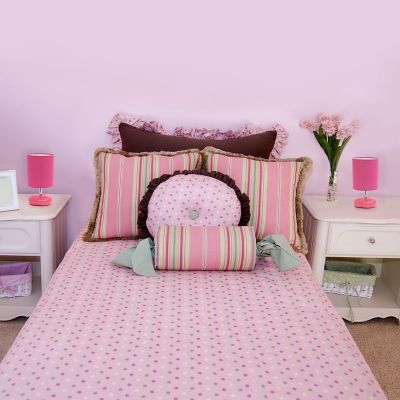 Simple Designs 10.24 in. H Stonies Small Stone Look Table Bedside Lamps, 2-Pack, Pink