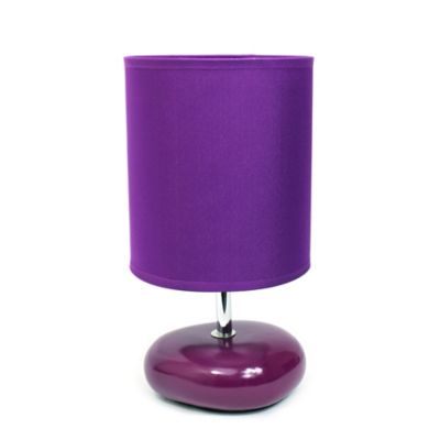 Simple Designs 10.24 in. H Stonies Small Stone Look Table Bedside Lamp, Purple