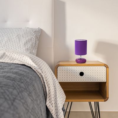 Simple Designs 10.24 in. H Stonies Small Stone Look Table Bedside Lamp, Purple