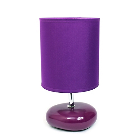 Simple Designs 10.24 in. H Stonies Small Stone Look Table Bedside Lamp, Purple