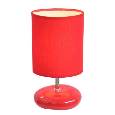 Simple Designs 10.24 in. H Stonies Small Stone Look Table Bedside Lamp, Red