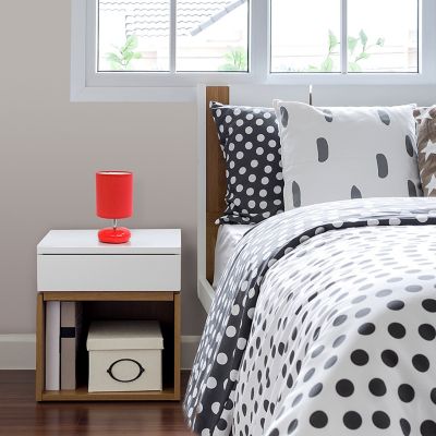 Simple Designs 10.24 in. H Stonies Small Stone Look Table Bedside Lamp, Red