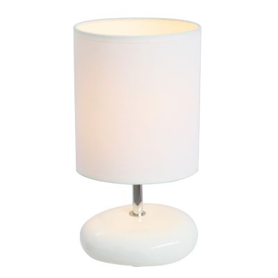Simple Designs 10.24 in. H Stonies Small Stone Look Table Bedside Lamp, White