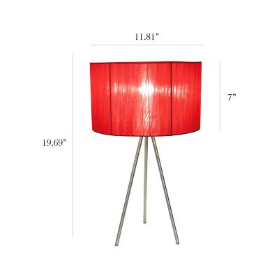 Image showing  19.69 in. H Tripod Table Lamp with Pleated Silk Sheer Shade, Red
