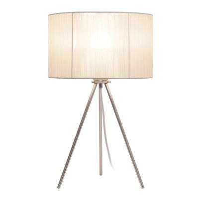 Image showing  19.69 in. H Tripod Table Lamp with Pleated Silk Sheer Shade, White