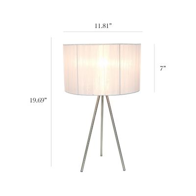Image showing  19.69 in. H Tripod Table Lamp with Pleated Silk Sheer Shade, White