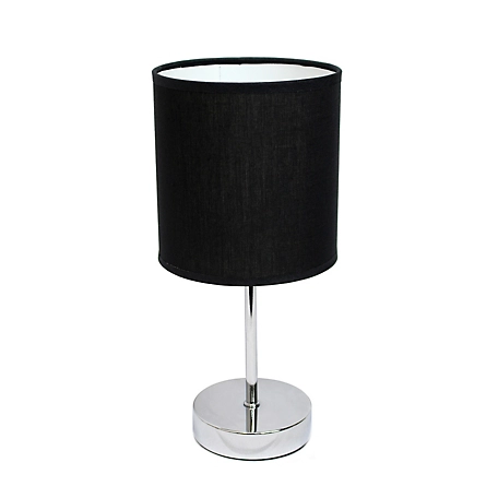 Simple Designs 11 in. H Mini Basic Table Lamp with Fabric Shade, Black