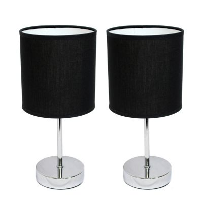 Simple Designs 11 in. H Mini Basic Table Lamps with Fabric Shade, 2-Pack, Black