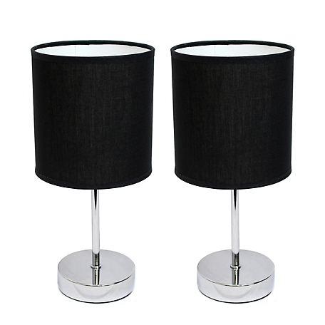 Simple Designs 11 in. H Mini Basic Table Lamps with Fabric Shade, 2-Pack, Black