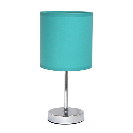 Simple Designs 11 in. H Mini Basic Table Lamp with Fabric Shade, Blue