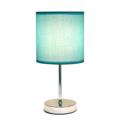 Image showing  11 in. H Mini Basic Table Lamp with Fabric Shade, Blue