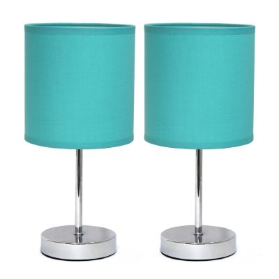 Image showing  11 in. H Mini Basic Table Lamps with Fabric Shade, 2-Pack, Blue