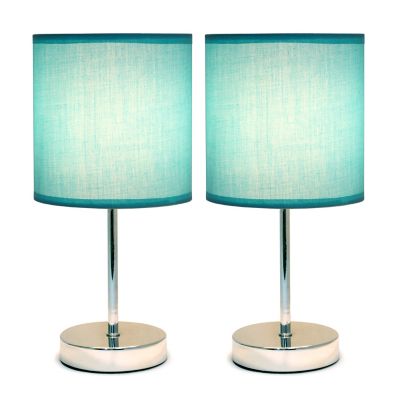 Image showing  11 in. H Mini Basic Table Lamps with Fabric Shade, 2-Pack, Blue