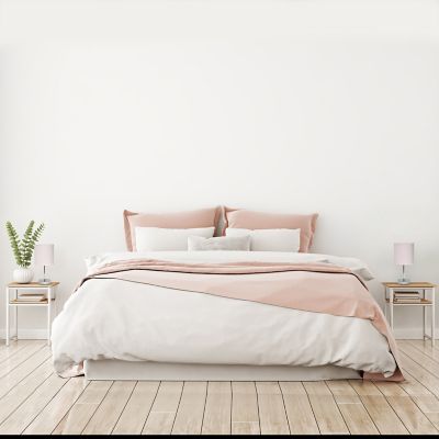 Simple Designs 11 in. H Mini Basic Table Lamps with Fabric Shade, 2-Pack, Blush Pink