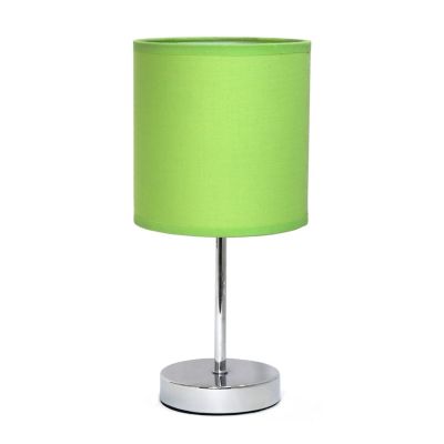 Simple Designs 11 in. H Mini Basic Table Lamp with Fabric Shade, Green