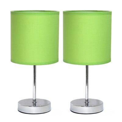 Image showing  11 in. H Mini Basic Table Lamps with Fabric Shade, 2-Pack, Green
