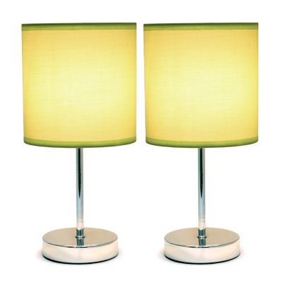 Image showing  11 in. H Mini Basic Table Lamps with Fabric Shade, 2-Pack, Green