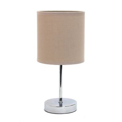 Simple Designs 11 in. H Mini Basic Table Lamp with Fabric Shade, Gray
