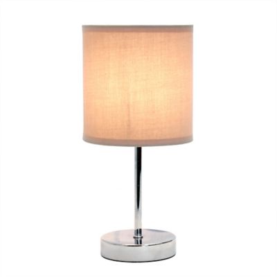 Image showing  11 in. H Mini Basic Table Lamp with Fabric Shade, Gray