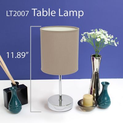 Image showing  11 in. H Mini Basic Table Lamp with Fabric Shade, Gray