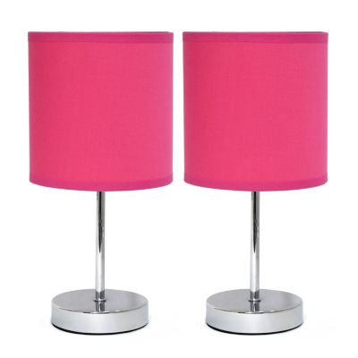 Image showing  11 in. H Mini Basic Table Lamps with Fabric Shade, 2-Pack, Hot Pink
