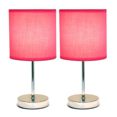 Image showing  11 in. H Mini Basic Table Lamps with Fabric Shade, 2-Pack, Hot Pink