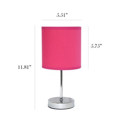 Image showing  11 in. H Mini Basic Table Lamps with Fabric Shade, 2-Pack, Hot Pink