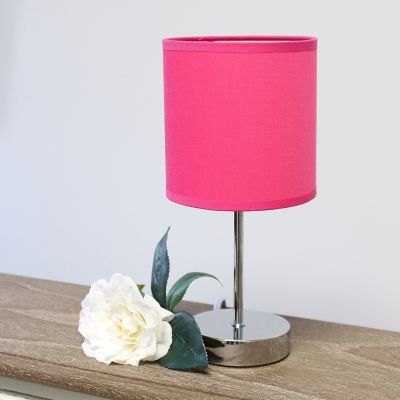 Image showing  11 in. H Mini Basic Table Lamps with Fabric Shade, 2-Pack, Hot Pink